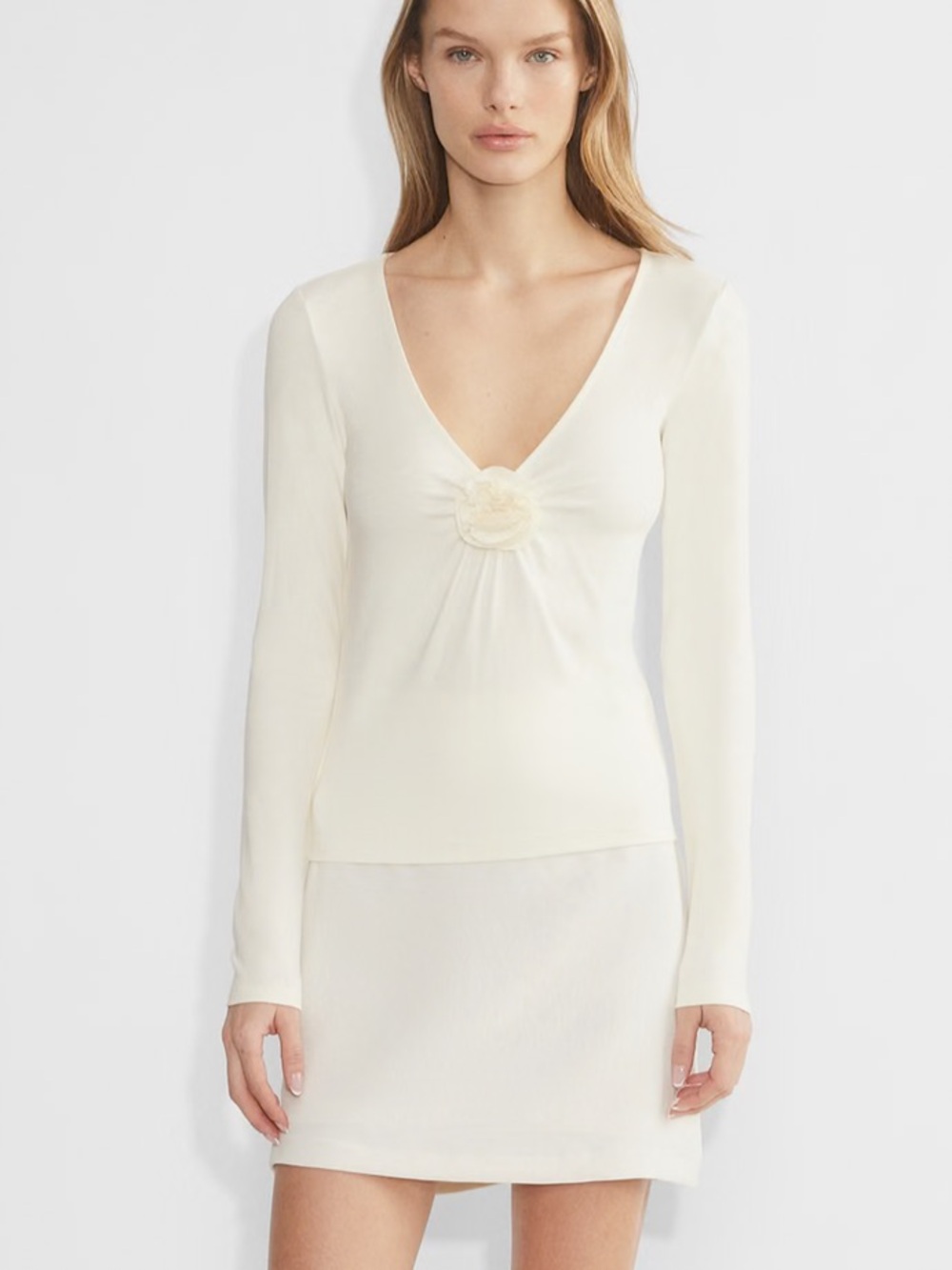 Aritzia Bloom V-Neck Top with Rosette